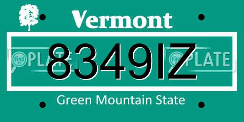 8349IZ Vermont License Plate