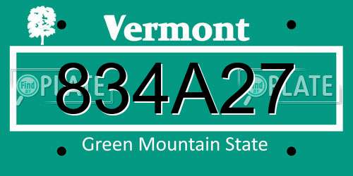834A27 Vermont License Plate