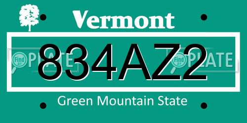 834AZ2 Vermont License Plate