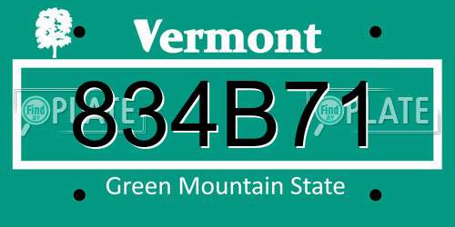 834B71 Vermont License Plate