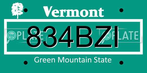 834BZI Vermont License Plate