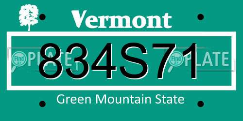 834S71 Vermont License Plate