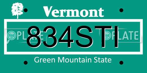 834STI Vermont License Plate