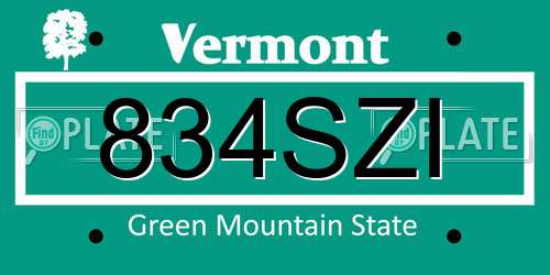 834SZI Vermont License Plate