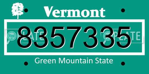 8357335 Vermont License Plate