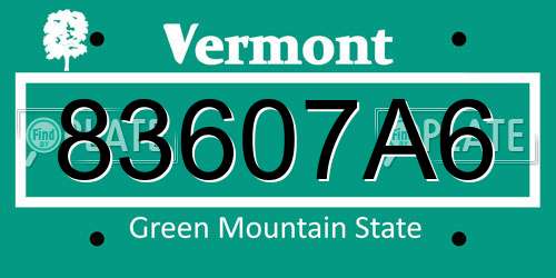 83607A6 Vermont License Plate