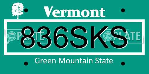 836SKS Vermont License Plate