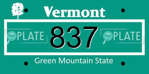 837 Vermont License Plate