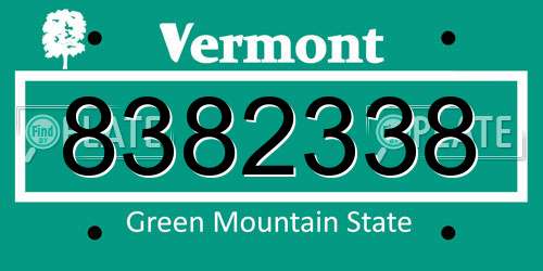 8382338 Vermont License Plate
