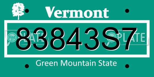 83843S7 Vermont License Plate
