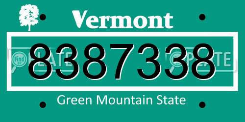 8387338 Vermont License Plate
