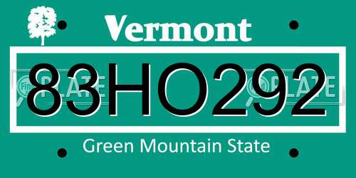 83HO292 Vermont License Plate