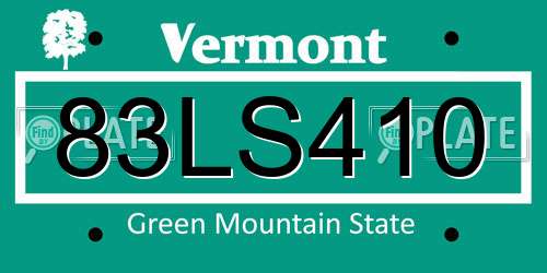 83LS410 Vermont License Plate