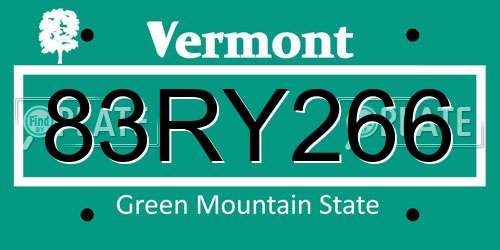 83RY266 Vermont License Plate