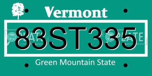 83ST335 Vermont License Plate