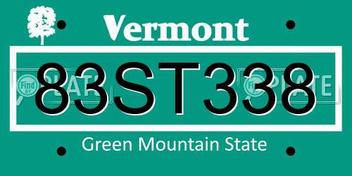 83ST338 Vermont License Plate