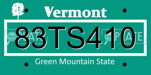 83TS410 Vermont License Plate
