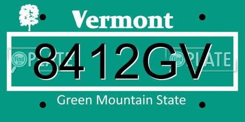 8412GV Vermont License Plate