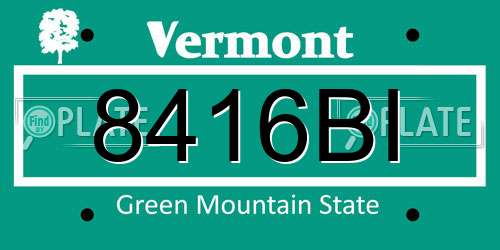 8416BI Vermont License Plate