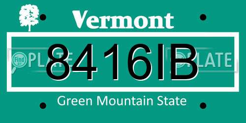 8416IB Vermont License Plate