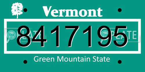 8417195 Vermont License Plate