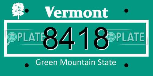 8418 Vermont License Plate