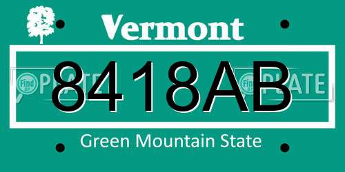 8418AB Vermont License Plate