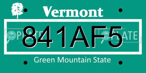 841AF5 Vermont License Plate