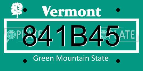 841B45 Vermont License Plate