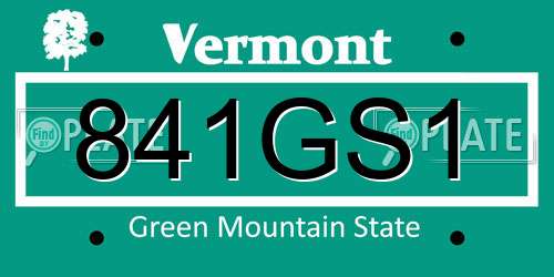 841GS1 Vermont License Plate