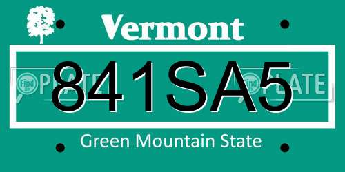 841SA5 Vermont License Plate