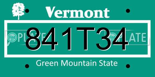 841T34 Vermont License Plate