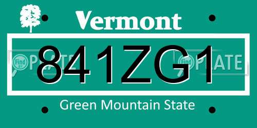 841ZG1 Vermont License Plate