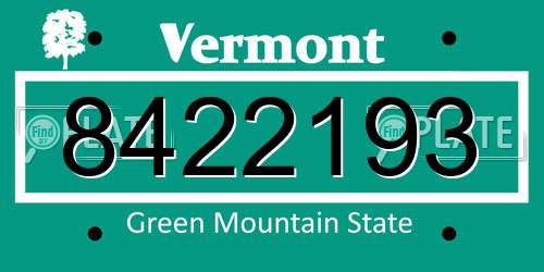 8422193 Vermont License Plate