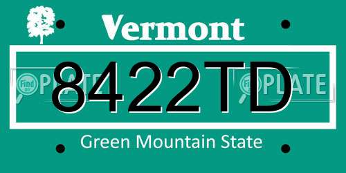 8422TD Vermont License Plate
