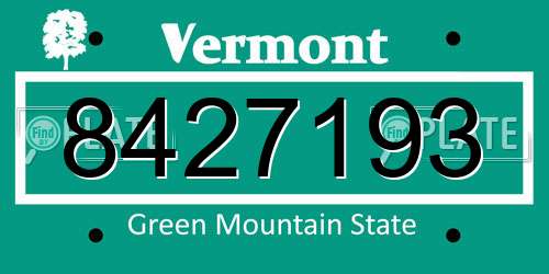 8427193 Vermont License Plate