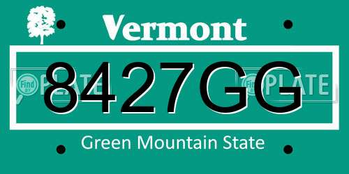 8427GG Vermont License Plate