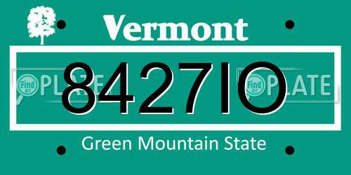 8427IO Vermont License Plate