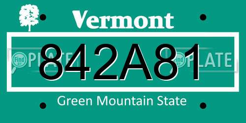 842A81 Vermont License Plate