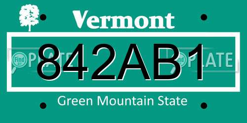 842AB1 Vermont License Plate