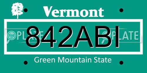842ABI Vermont License Plate