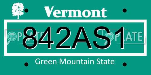 842AS1 Vermont License Plate