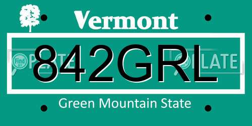 842GRL Vermont License Plate