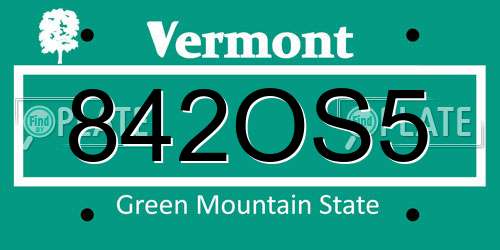 842OS5 Vermont License Plate