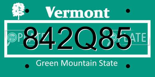 842Q85 Vermont License Plate