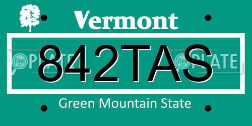 842TAS Vermont License Plate