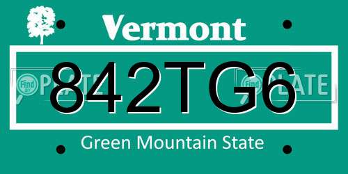 842TG6 Vermont License Plate