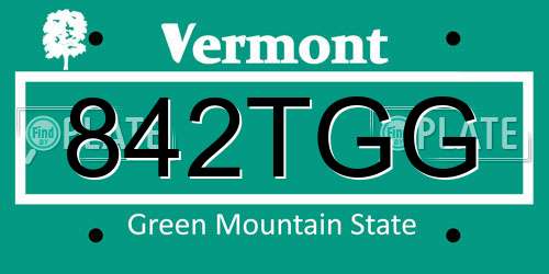 842TGG Vermont License Plate