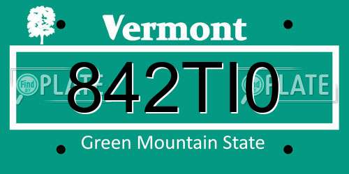 842TI0 Vermont License Plate