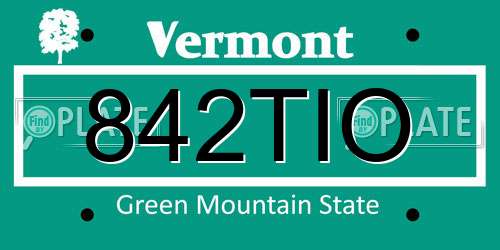 842TIO Vermont License Plate